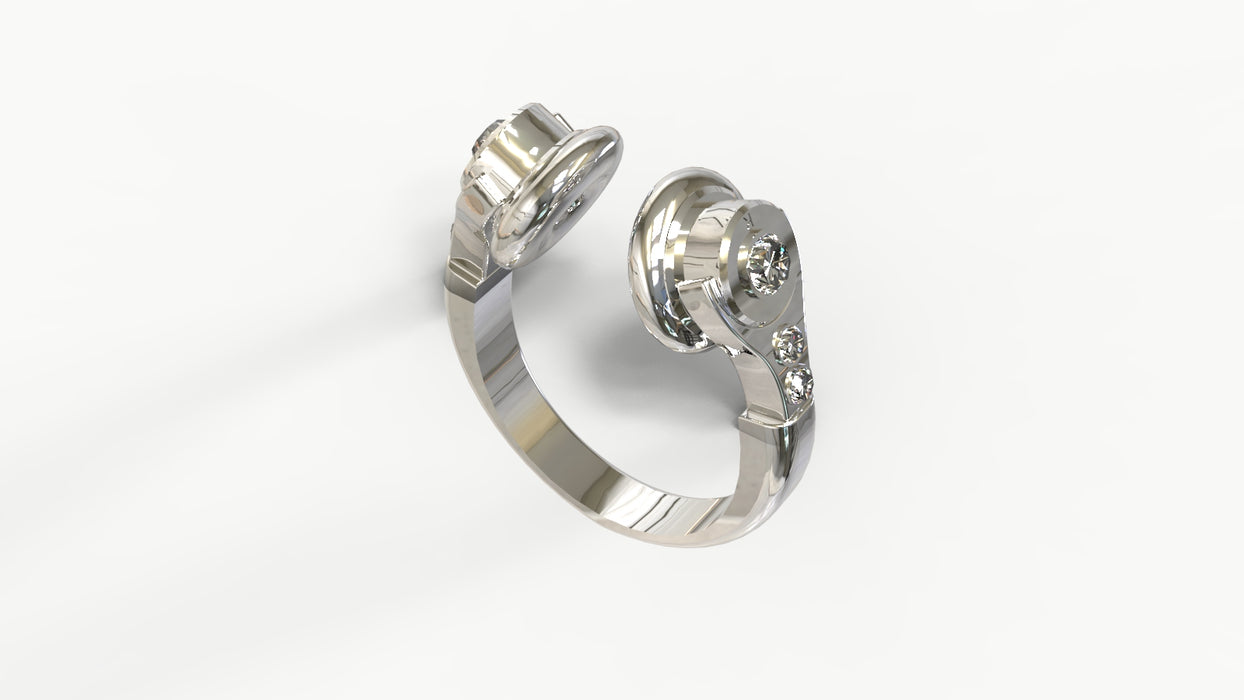 Bague HEADPHONE Femme (or blanc)